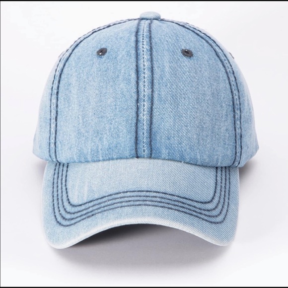 Light wash denim baseball cap hat - Picture 2 of 4